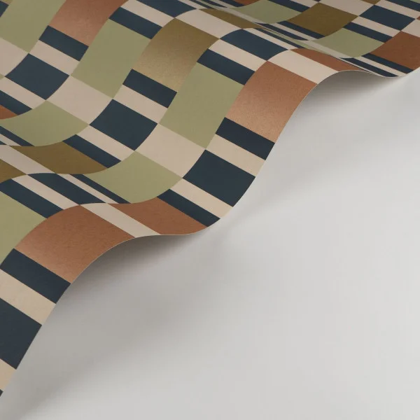 Chess Game Wallpaper - Vert / Ocre by green geometric wallpaper