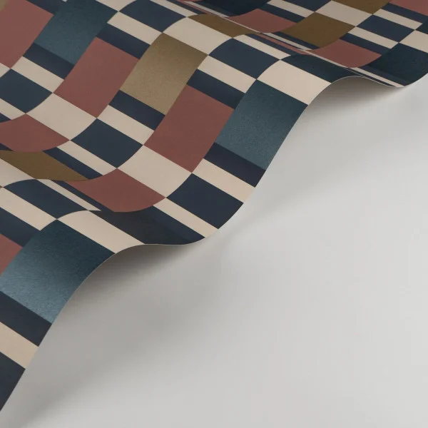 Chess Game Wallpaper - Bordeaux / Bleu by multicolour geometric wallpaper