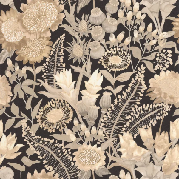 Saint Paul De Vence Wallpaper - Ficelle / Ardoise by brown botanical wallpaper from casadeco