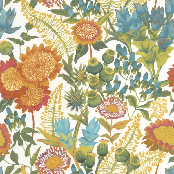 multicolour botanical wallpaper from casadeco