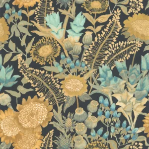 yellow botanical wallpaper from casadeco
