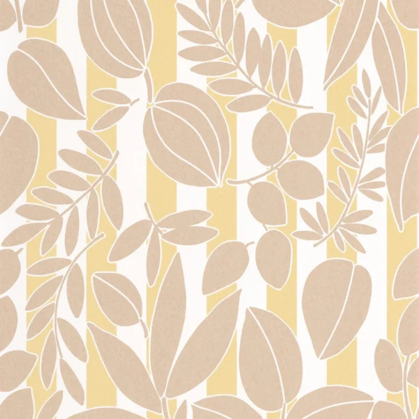 Ramatuelle Wallpaper - Sable / Jaune Citronnade by neutral botanical wallpaper from casadeco
