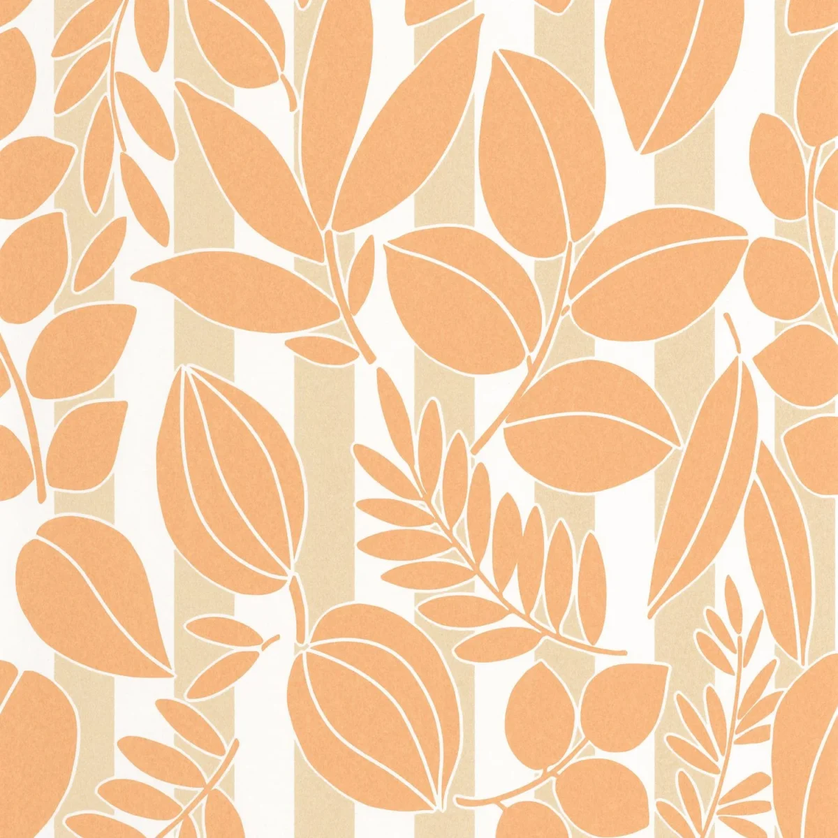Ramatuelle Wallpaper - Abricot / Sable by orange botanical wallpaper from casadeco