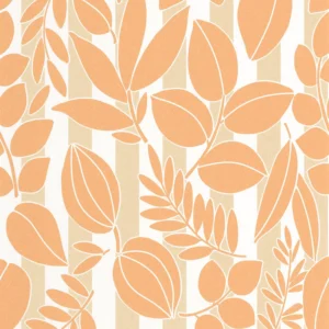 orange botanical wallpaper from casadeco