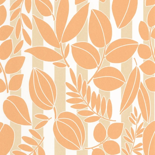 Ramatuelle Wallpaper - Abricot / Sable by orange botanical wallpaper from casadeco