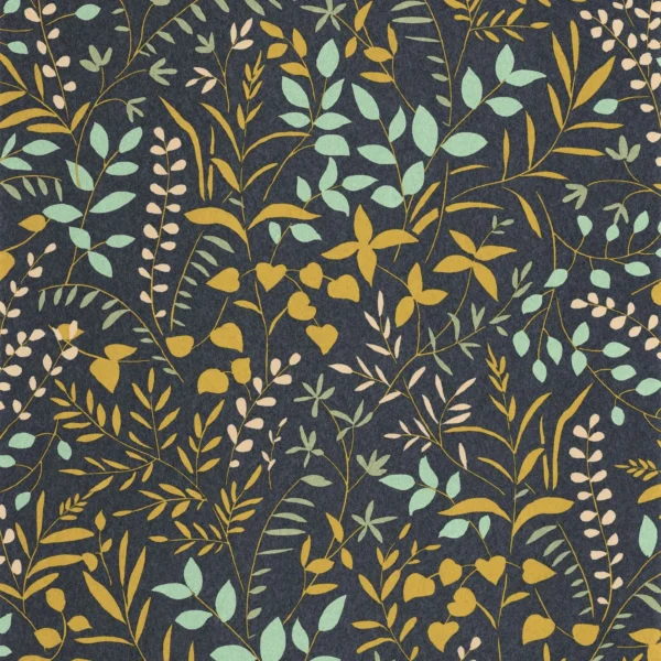 La Bastide Wallpaper - Lagon / Ocre by blue botanical wallpaper from casadeco