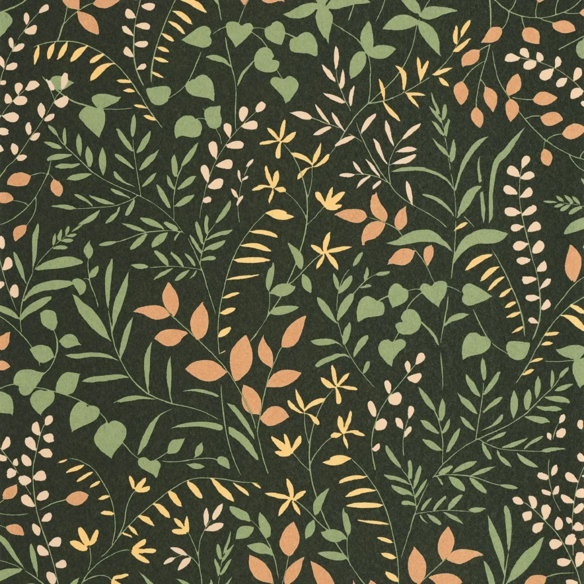 La Bastide Wallpaper - Vert Forêt / Terracotta by green botanical wallpaper from casadeco
