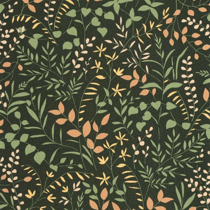 La Bastide Wallpaper - Vert Forêt / Terracotta swatch