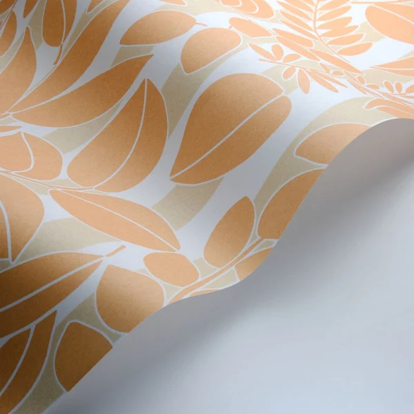 Ramatuelle Wallpaper - Abricot / Sable by orange botanical wallpaper