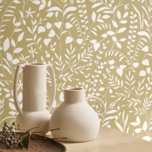 yellow botanical wallpaper