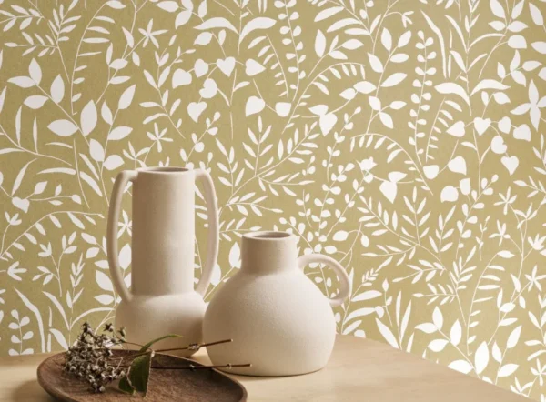 La Bastide Wallpaper - Olive by yellow botanical wallpaper