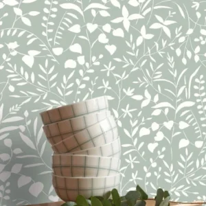 blue botanical wallpaper