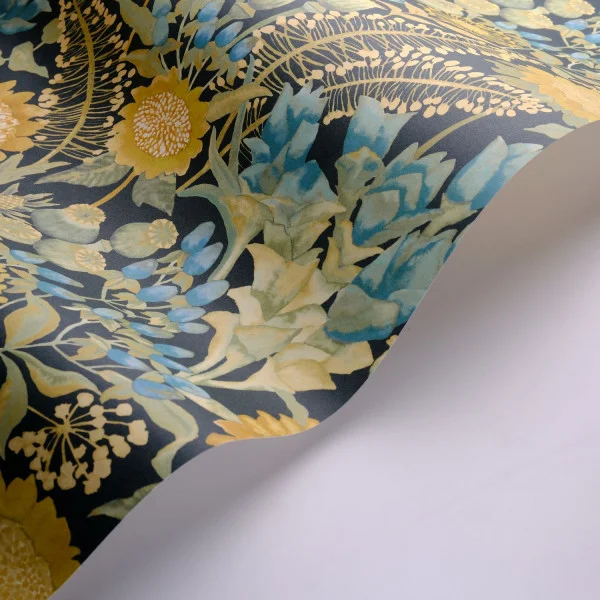 Saint Paul De Vence Wallpaper - Vert Cypres / Turquoise by yellow botanical wallpaper