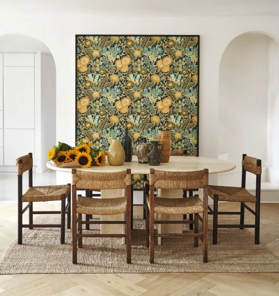Saint Paul De Vence Wallpaper - Vert Cypres / Turquoise by yellow botanical wallpaper