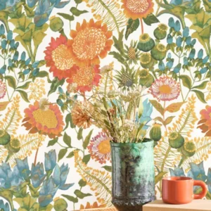 multicolour botanical wallpaper