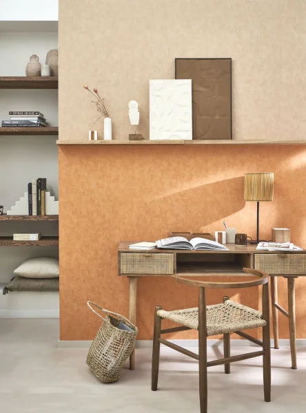 Vallauris Wallpaper - Terracotta by orange plain wallpaper