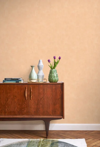 Vallauris Wallpaper - Abricot by orange plain wallpaper