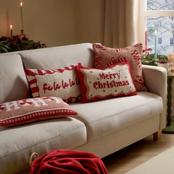 Candy Canes Tufted 45Cm Cushion - Pink / Red from