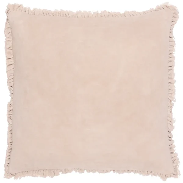 Bertie Washed Cotton Velvet 45cm Cushion - Natural from