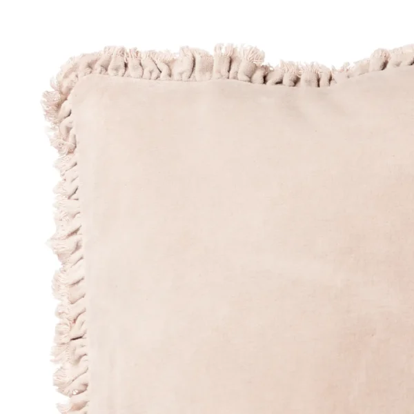Bertie Washed Cotton Velvet 45cm Cushion - Natural from