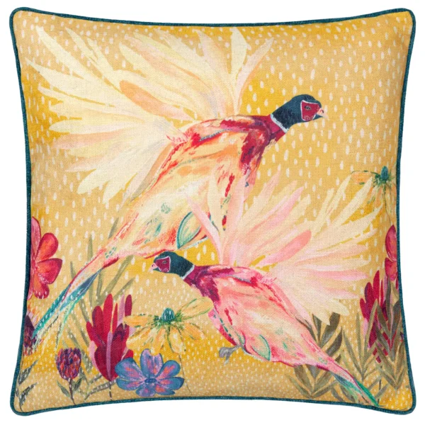 Country Wilds Pheasants Bloom 45cm Cushion - Gold by Country Wilds Pheasants Bloom 45cm Cushion - Gold from