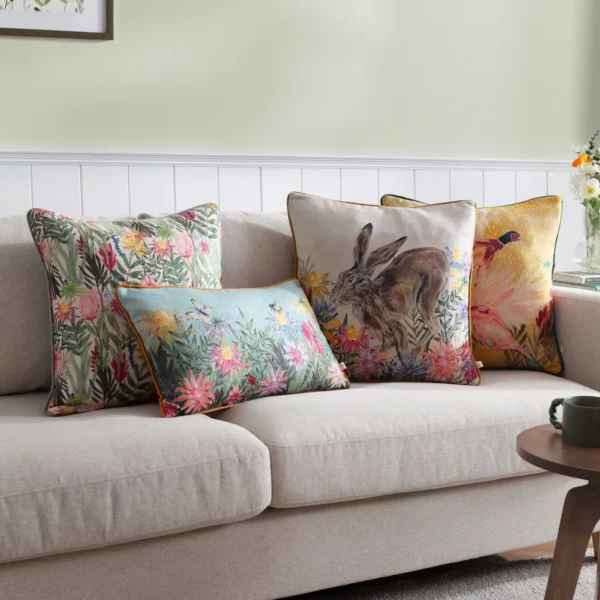 Country Wilds Pheasants Bloom 45cm Cushion - Gold by Country Wilds Pheasants Bloom 45cm Cushion - Gold from