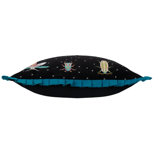 Darkling Beetles Embroidered Velvet 50Cm Cushion - Teal / Black from