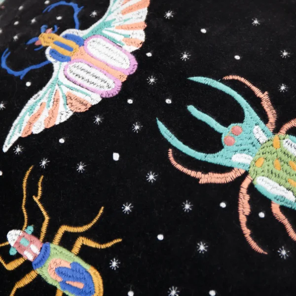 Darkling Beetles Embroidered Velvet 50Cm Cushion - Teal / Black from