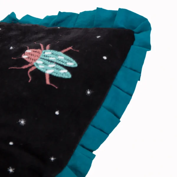 Darkling Beetles Embroidered Velvet 50Cm Cushion - Teal / Black from