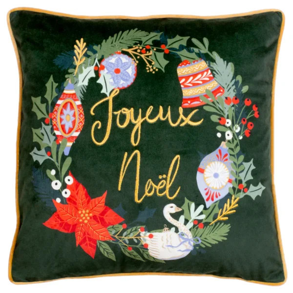 Deck The Halls 43cm Cushion - Pine Green by Deck The Halls 43cm Cushion - Pine Green from