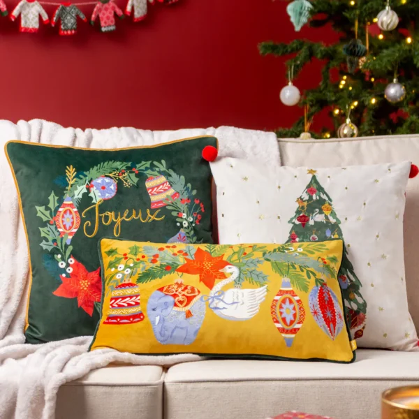 Deck The Halls 43cm Cushion - Pine Green by Deck The Halls 43cm Cushion - Pine Green from