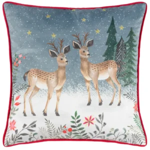 Ditsy Festive Reindeer 45cm Cushion - Slate Blue