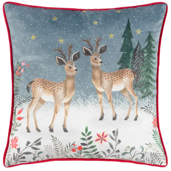 Ditsy Festive Reindeer 45cm Cushion - Slate Blue by Ditsy Festive Reindeer 45cm Cushion - Slate Blue from