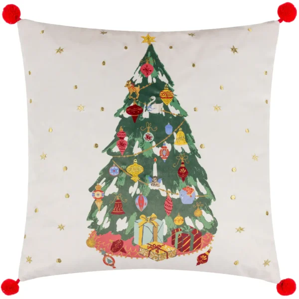 Deck The Halls Tree 43cm Cushion - Ivory by Deck The Halls Tree 43cm Cushion - Ivory from