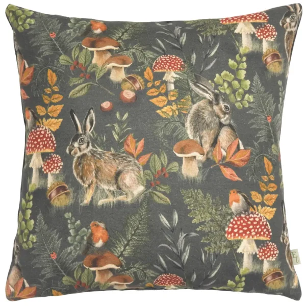 Forest Hare Repeat 43cm Cushion - Grey from