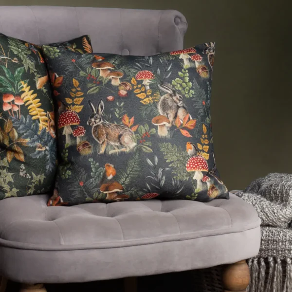 Forest Hare Repeat 43cm Cushion - Grey from
