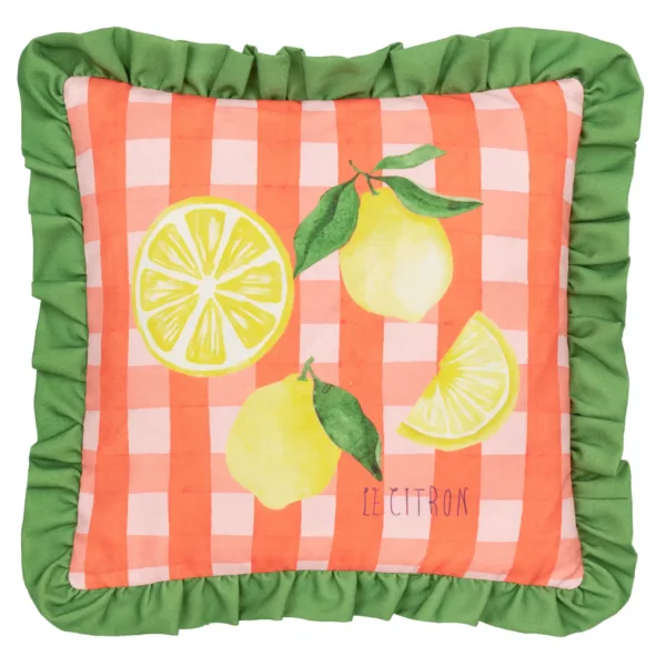Gingham Citron 43cm Cushion - Multi by Gingham Citron 43cm Cushion - Multi from