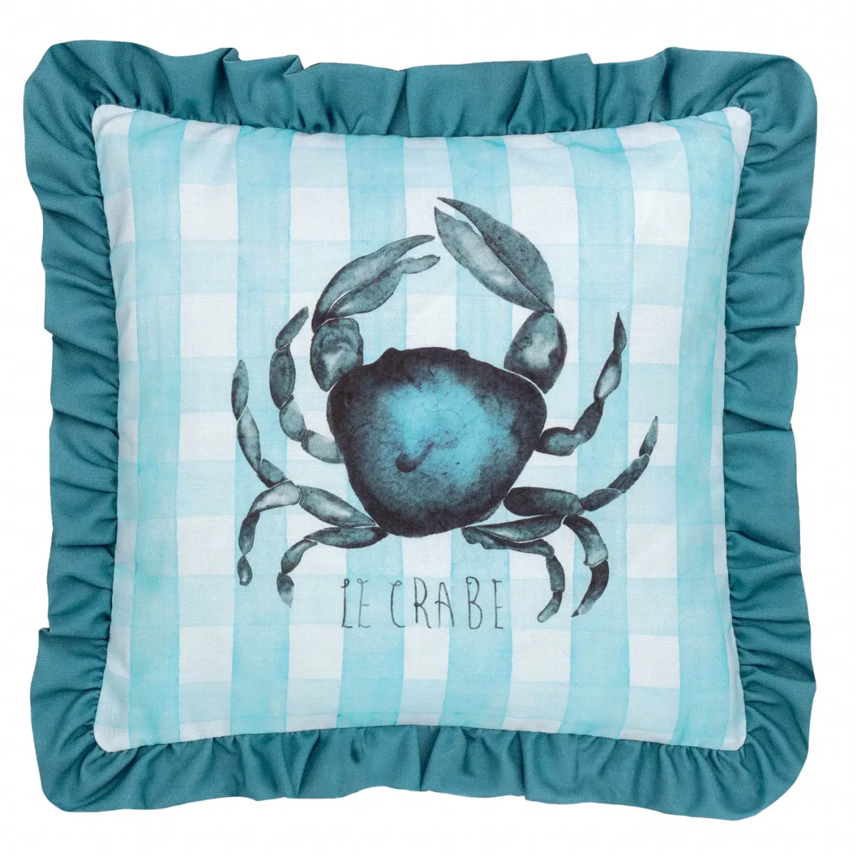 Gingham Crab 43cm Cushion - Blue from