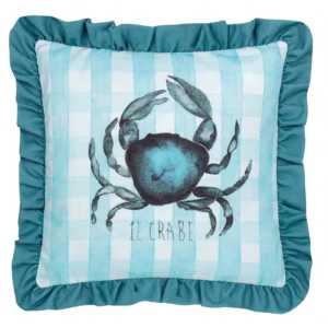 Gingham Crab 43cm Cushion - Blue