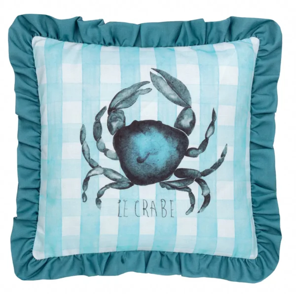Gingham Crab 43cm Cushion - Blue by Gingham Crab 43cm Cushion - Blue from