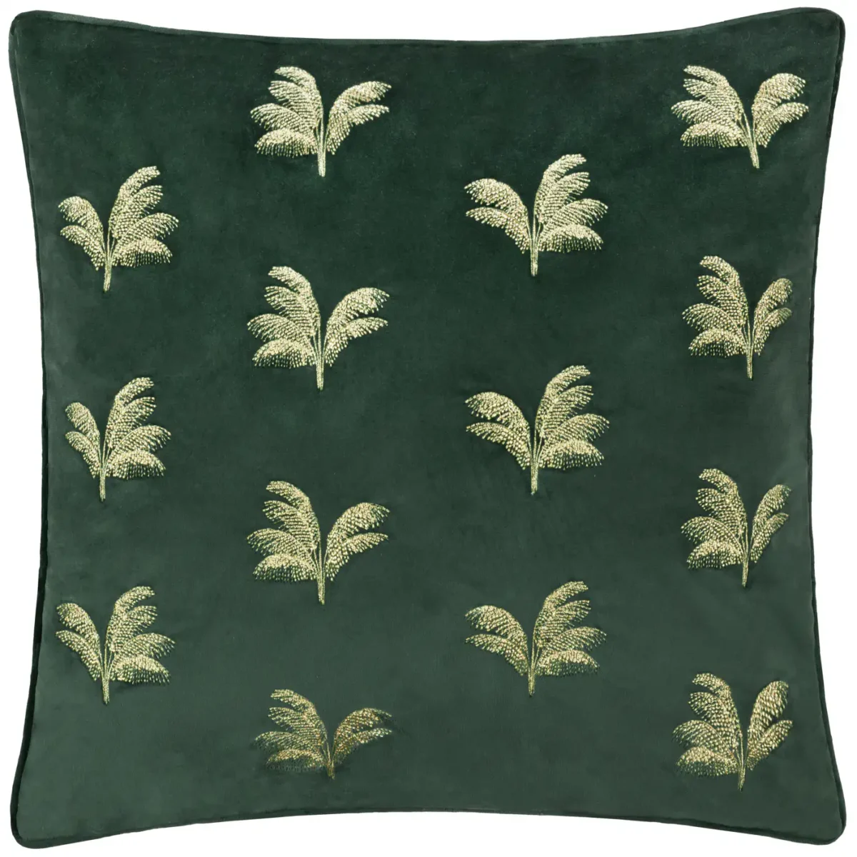 Guilded Palms Embroidered 45cm Cushion - Emerald from