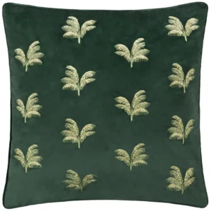 Guilded Palms Embroidered 45cm Cushion - Emerald
