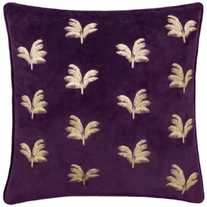 Guilded Palms Embroidered 45cm Cushion - Plum