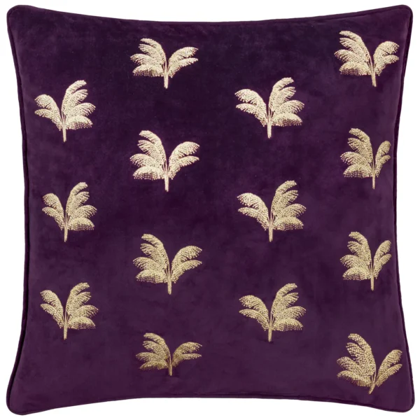 Guilded Palms Embroidered 45cm Cushion - Plum from