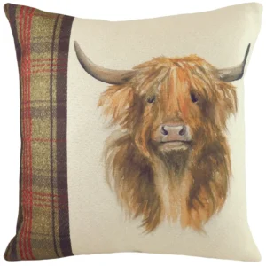 Hunter Highland Cow 43cm Cushion - Sand