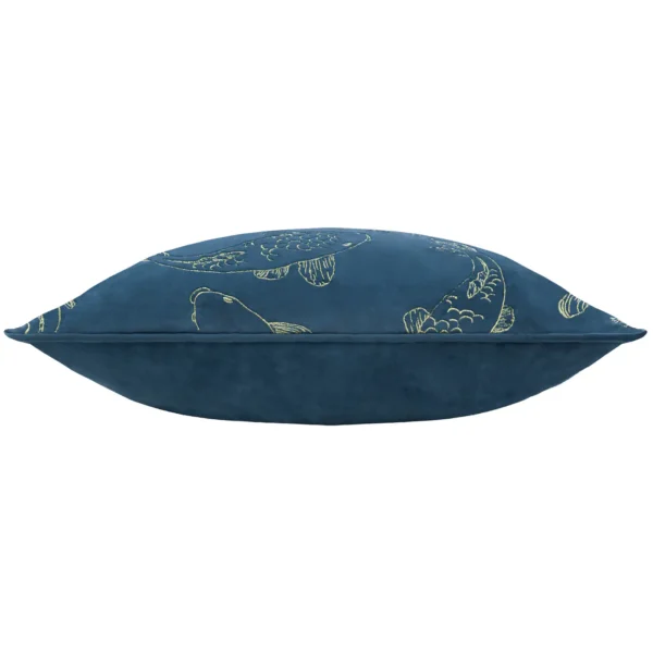 Koi Pond Embroidery Velvet 50cm Cushion Navy by Koi Pond Embroidery Velvet 50cm Cushion Navy from