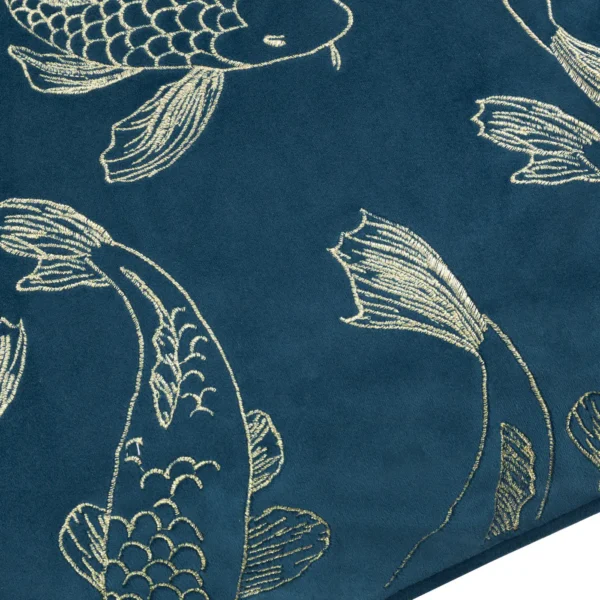 Koi Pond Embroidery Velvet 50cm Cushion Navy by Koi Pond Embroidery Velvet 50cm Cushion Navy from