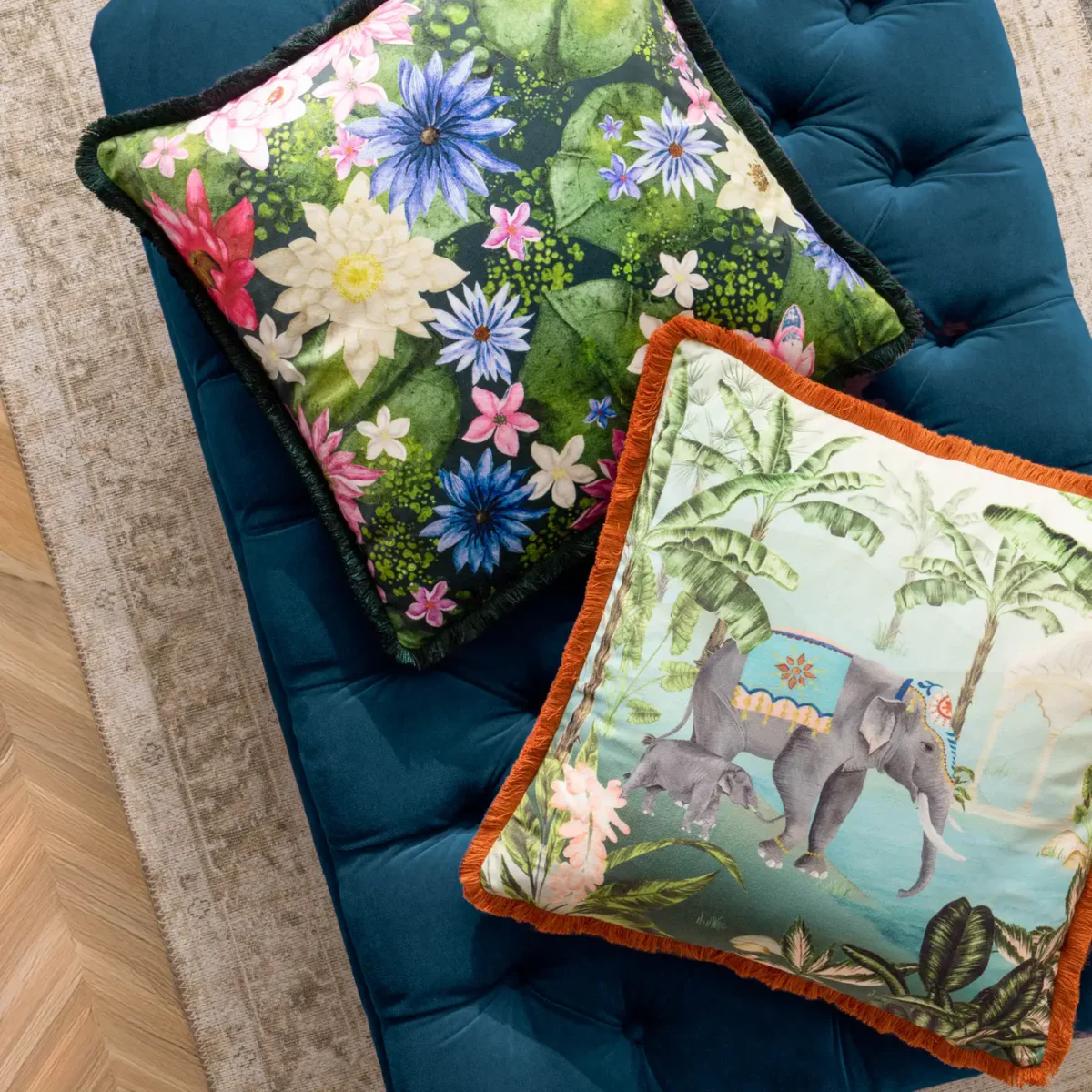 Marjoelle Flowers Velvet 50cm Cushion - Multi by Marjoelle Flowers Velvet 50cm Cushion - Multi from