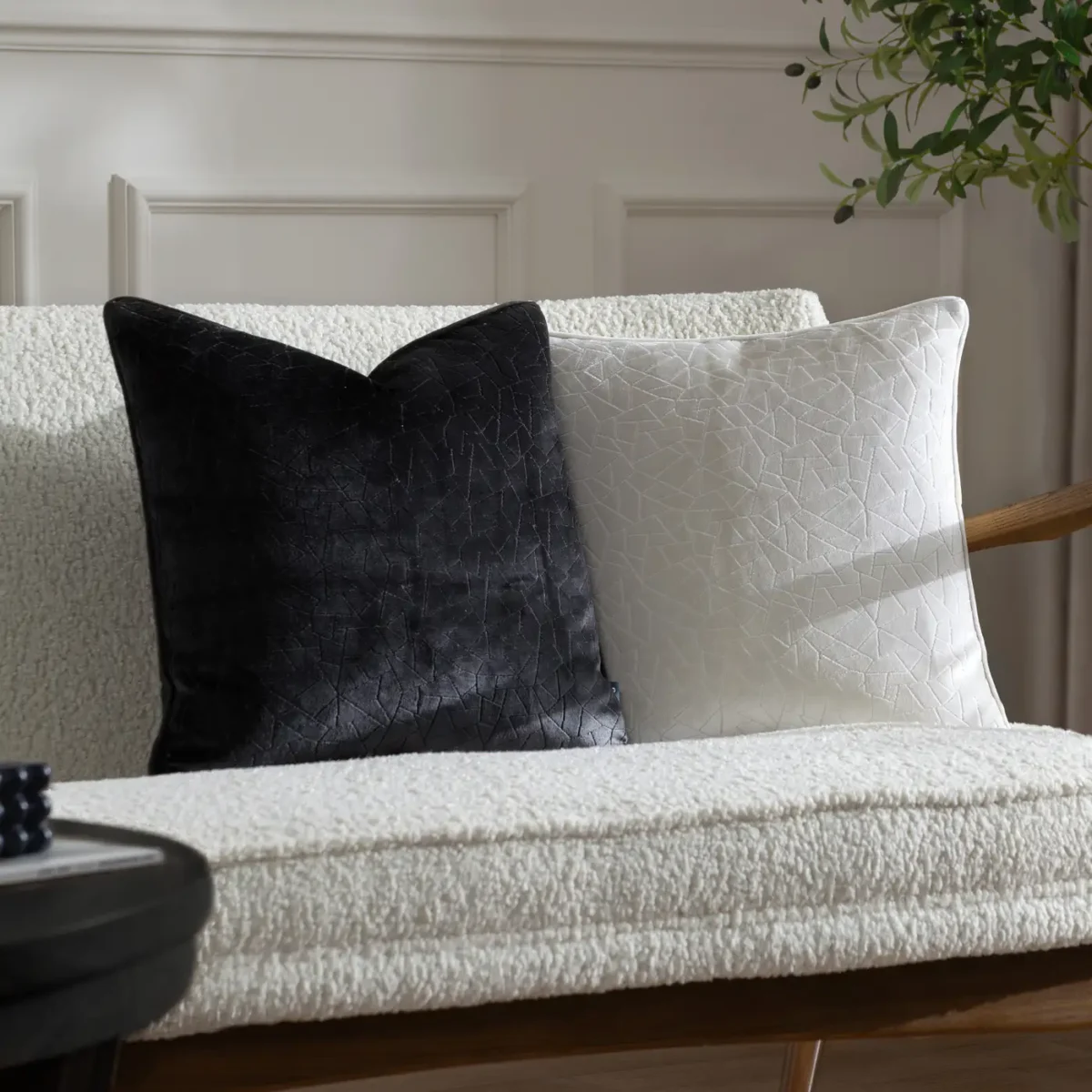 Malans Cut Velvet 45cm Cushion - Black from