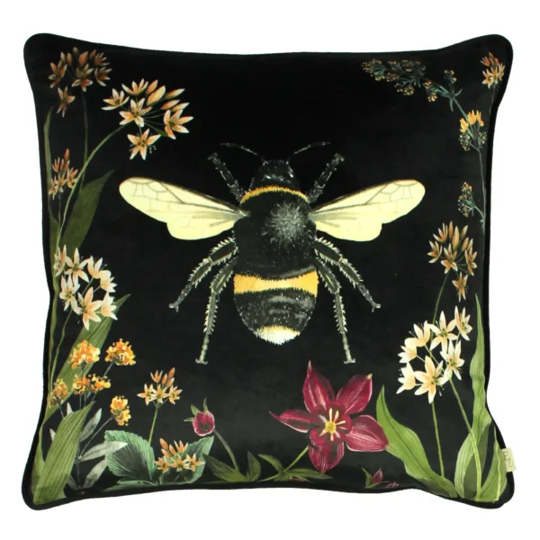 Midnight Garden Bee 43cm Cushion - Black by Midnight Garden Bee 43cm Cushion - Black from